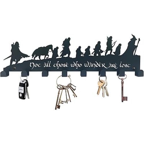 Lord Middle-Earth Inspired Metal Key Hooks – The Rings Vintage Wall-Mounted Organizer with 8 Hooks | Rustic Home Decor for Lord Fans & Hobbit-Inspired Spaces