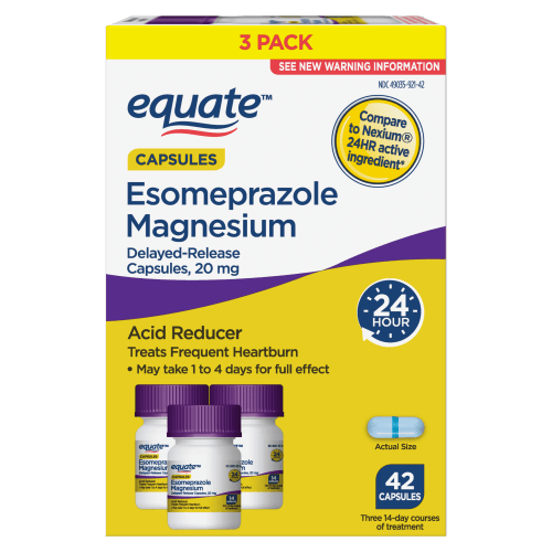 Equate Esomeprazole Magnesium Delayed Release Capsules, 20 mg, Acid Reducer, 42 Count, Compare to Nexium® 24 HR Active Ingredient