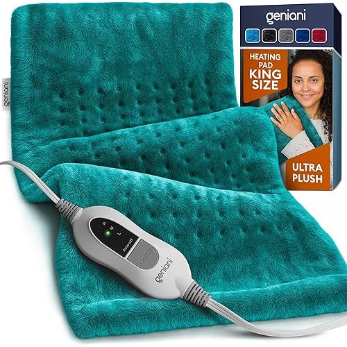 GENIANI XL Heating Pad for Back Pain & Cramps Relief, Auto Shut Off, Machine Washable, Heat Pad, Holiday Gifts for All, Gifts for Women, Gifts for Men, Heat Patch (Viridian Green)