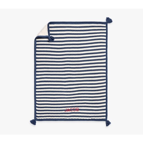 Striped Luxe Cable-Knit Sherpa Baby Blanket