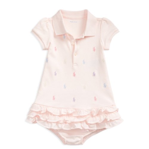 Girls' Ruffled & Embroidered Polo Dress with Bloomers - Baby