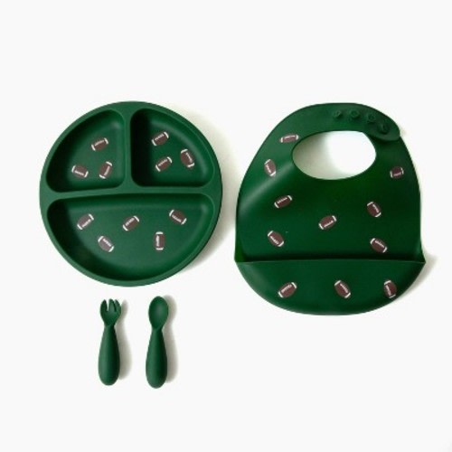 Picolette by Olivia Culpo Silicone Bib and Utensil Feeding Set - 4pk - Football