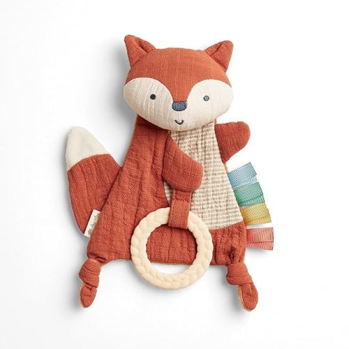 Itzy Ritzy Bitzy Crinkle Sensory Toy with Teething Toy, 0 Months & Up (Fox)