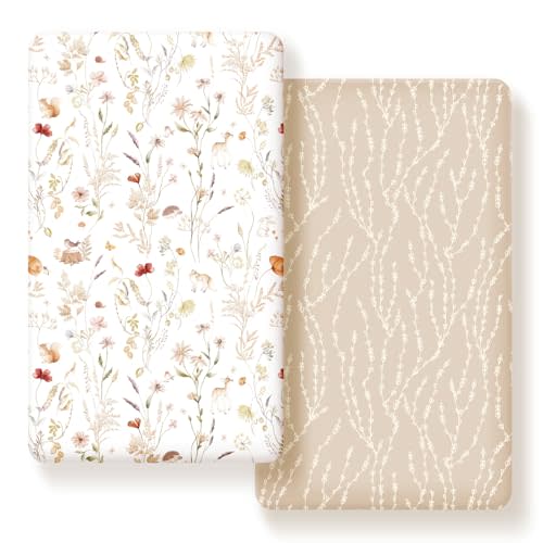 GRSSDER Stretch Ultra Soft Jersey Knit Fitted Crib Sheets Set 2 Pack, Universal Fit All Standard Crib Mattress Pads Safe and Snug, Crib Fitted Sheet with Deep Pocket, Original Design for Baby