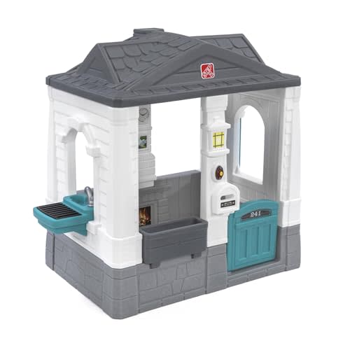 Step2 Neat & Tidy Cottage Kids Playhouse, Indoor and Outdoor Playset, Interactive Sounds, Toddlers 1.5+ Years Old, Easy to Assemble, Grey