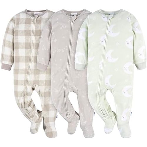 Unisex Baby Flame Resistant Fleece Footed Pajamas 3-pack