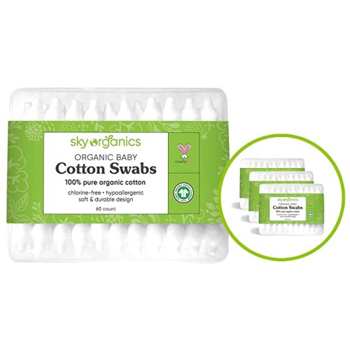 Sky Organics Organic Baby Cotton Swabs for Baby, 100% Pure Organic Cotton, GOTS Certified Organic Cotton, 180 Count
