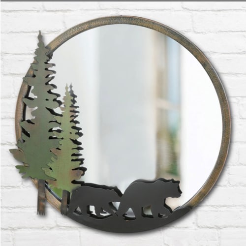 Bear Trail Round Wall Mirror | Black Forest Decor