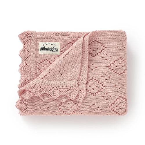 mimixiong Baby Swaddle Blanket 100% Cotton Gender Neutral Pointelle Receiving Blanket for Boys Girls Cuddle Stroller Crib Blanket