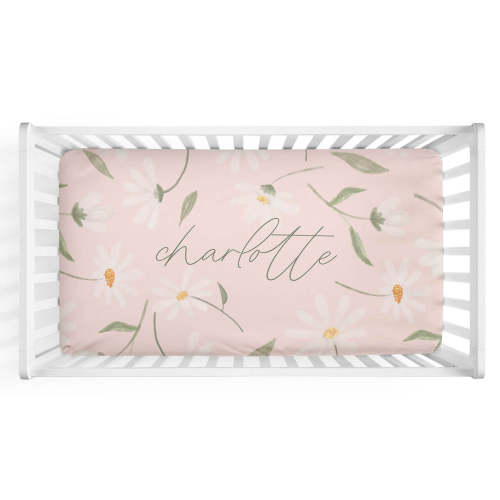 Sweet Daisy in Blush Personalized Crib Sheet