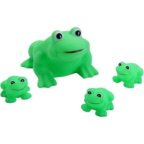 Baby Bath Toys 4Pcs Rubber Green Frog Family Squeak Float Bath Ducks Bath Tub Shower Toys for Toddlers Boys Girls
