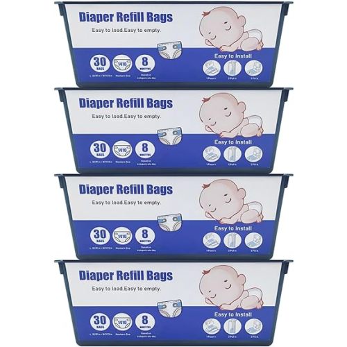 120 Bags Diaper Pail Refills Bags Compatible with Genie Easy Roll Signature & Platinum Diaper Pails,Each Refill Cartridge Holds up to 1410 Newborn Diapers