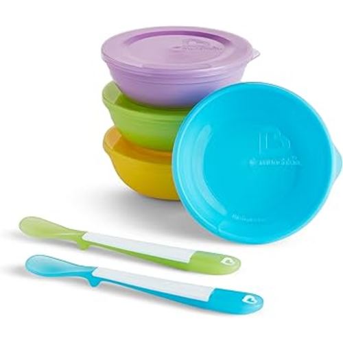 Munchkin® Love-a-Bowls™ 10 Piece Baby Feeding Set, Includes Bowls with Lids and Spoons, Multicolor