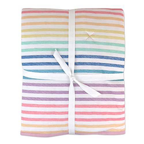 HonestBaby Reversible Baby Blanket 100% Organic Cotton for Infant Boys, Girls, Rainbow Stripe, One Size