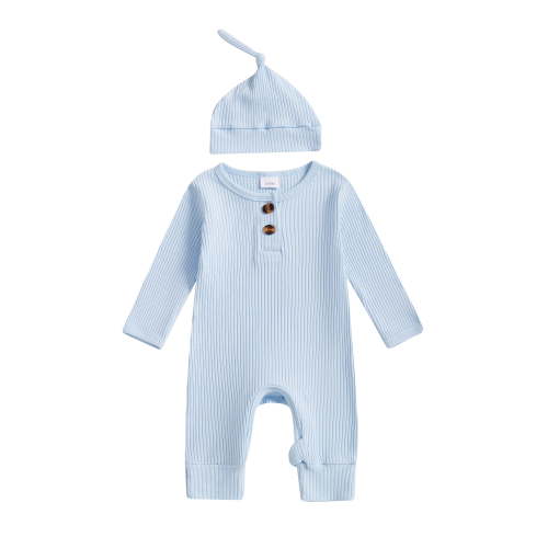 BemeyourBBs Preemie Newborn Going Home Outfit Baby Boy Girl Ribbed Knit Romper Hat Set Long Sleeve Button One Piece Jumpsuit Spring Fall Winter Sleepers Clothes