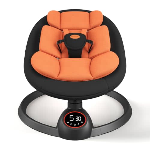 Electric Baby Swings for Infants, Portable Baby Swing with Preset Melodies, Bluetooth Swing for Newborn, Indoor & Outdoor(Black)
