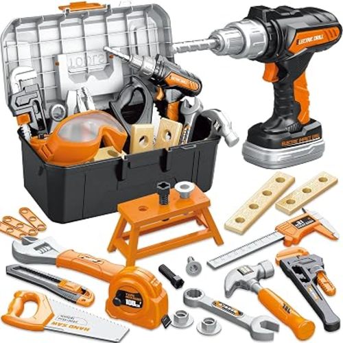 Kids Tool Set, Toddler Tool Box, Toy Drill, Construction Toys for Ages 3-5