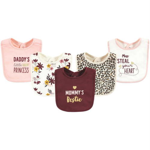 Hudson Baby Mommys Bestie Baby Girl Machine Washable and Waterproof Cotton Baby Bib, Pink