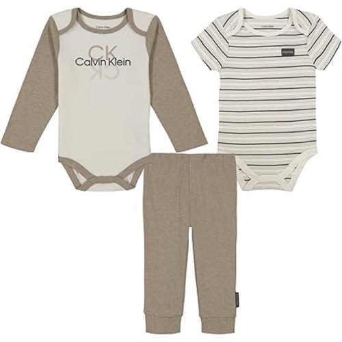 Calvin Klein baby-boys 3pc Creeper Pant Set