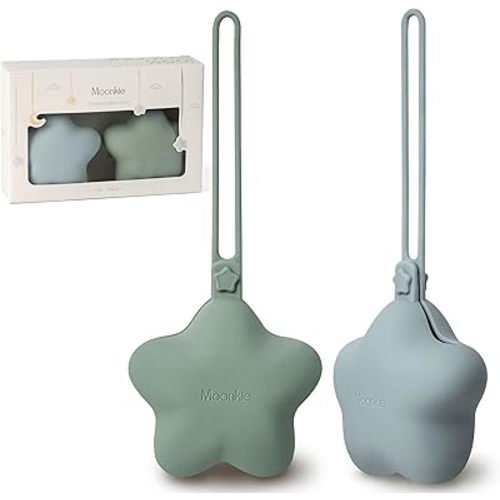 Moonkie Silicone Pacifier Holder Case, Cute Portable Pacifier Storage Case, 2 Pack