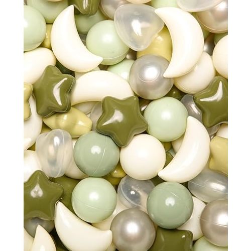 TRENDPLAY Star Ball Pit Balls Set: Vibrant Mix of Shapes - 50 100 200 500 Mix Stars Moon Shapes for Kids, Perfect for Parties, Playtime