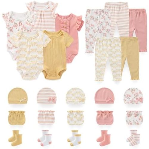 Unisex Baby Boy Girl Pant Sets Bodysuits Hats Gloves Socks Accessories 25 Pack Cotton Infant Practical Outfit