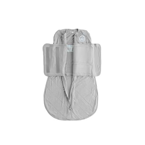 DREAMLAND BABY Bamboo Viscose Swaddle Sleep Sack (0-6 Months). Ultra Soft Swaddle Blanket w/Built in Band. 97% Viscose, 3% Spandex (Grey)