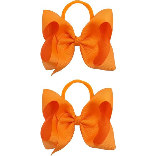 2Pcs 6 Inches Ribbon Baby Girls Headbands Infant Elastic Hairbands Large Cheer Bow Hair Band Accessories for Child Toddlers Girls (Orange)
