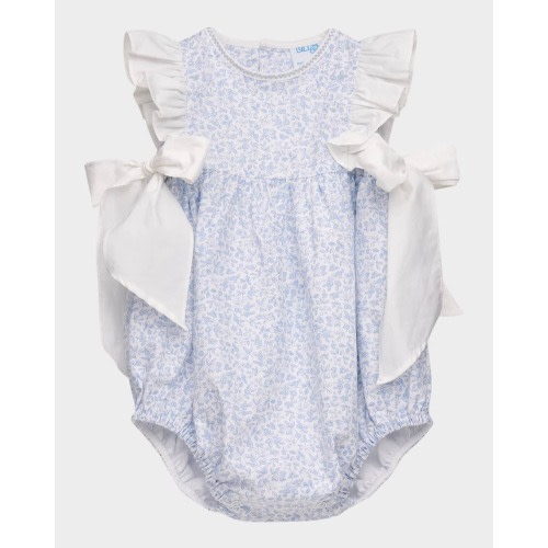 Girl's Floral Cotton Bubble Romper, Size 6M-24M
