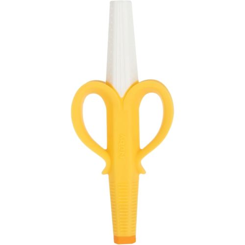Nuby Banana Hollow Tube Silicone Teething Toy - Gum Massaging Baby Teething Relief Toy for 3+ Months