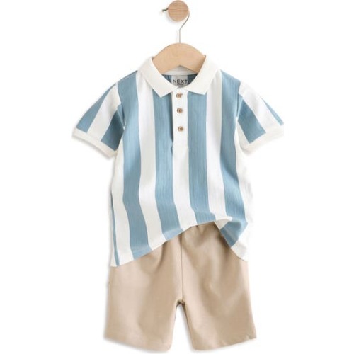Kids' Stripe Cotton Polo & Shorts Set