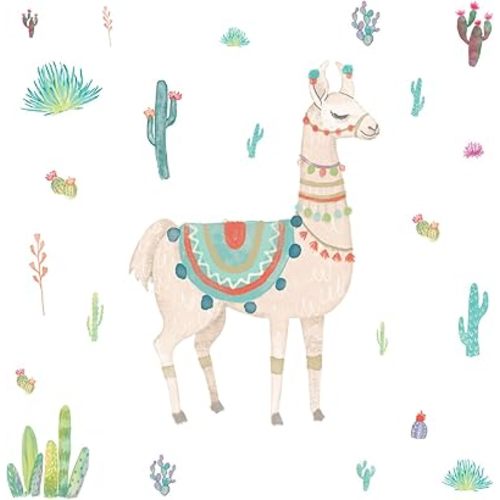RoomMates RMK3839GM Watercolor Llama Peel and Stick Giant Wall Decals