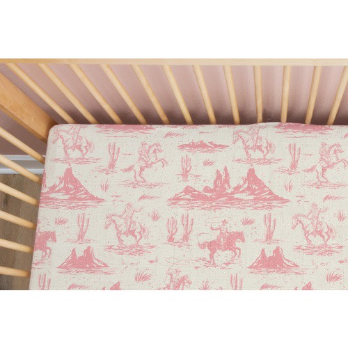 On The Range Rose | 100% Organic Cotton Muslin Baby Bedding | Swaddle | Crib Sheet | Changing Pad Cover | Mini Crib Sheet