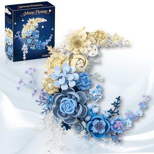 SUNHABI Flower Building Set Botanical Collection Set of Crescent-Shaped Unique Décor Table or Wall Decoration, Home Décor Great Gift