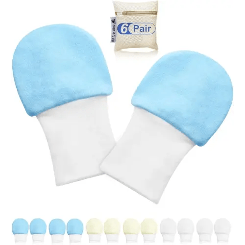 Newborn Baby Mittens Anti Scratch Baby Mittens No Scratch Mittens Baby Gloves for 0-6 Months Boys Girls(6 Pairs)