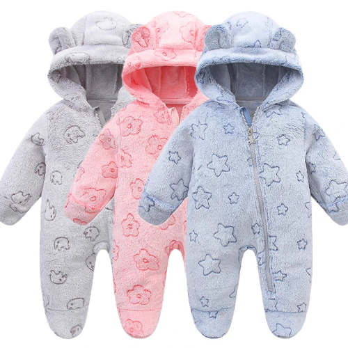 Snuggle Soft Flannel Hooded Baby Jumpsuit
