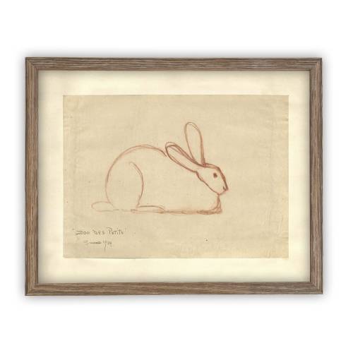 READY to SHIP 11X14 Vintage Framed Canvas Art  // Framed Easter Art // Vintage Rabbit Print  // Girls Room or Nursery print //#A-142