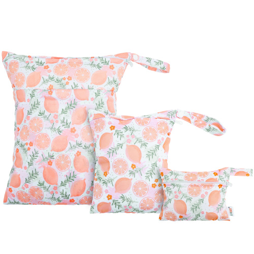 3-Pack Diaper Wet/Dry Bags, Waterproof & Reusable Cloth Bags for Diapers, Swimsuits, Travel, and Gym (3LDR-EW28A)