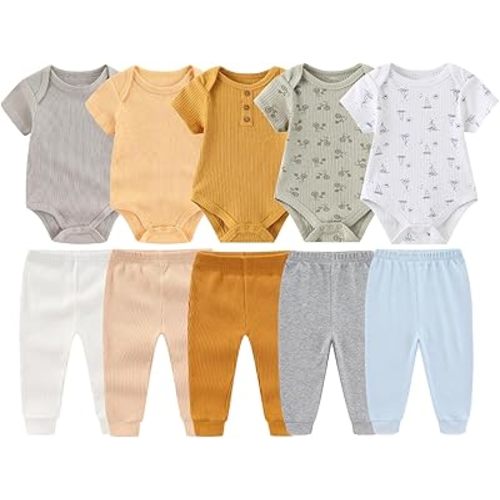 Baby Bodysuit and Pant Set 10 Pack Cotton Newborn Baby Boy Girl Clothes Outfits