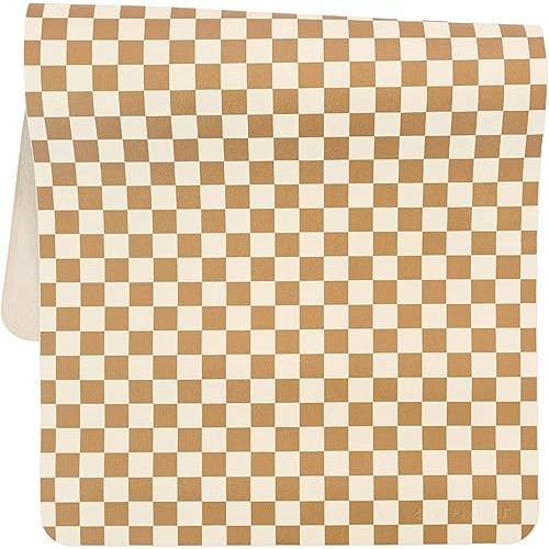 Vegan Leather Baby Changing Mat (16 X 30 in) - Multipurpose Wipeable and Portable Diaper Changing Pad - Foldable for Travel (Mocha Checker)