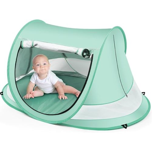 Baby Beach Tent,Large Pop Up Beach Tent Sun Shade for Beach,Portable Baby Travel Tent with Mosquito Net,Indoor Baby Play Tent,UPF 50+ UV Protection Sun Shelters for Infants