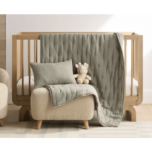 Organic Airy Gauze Toddler Quilt  in Dried Sage