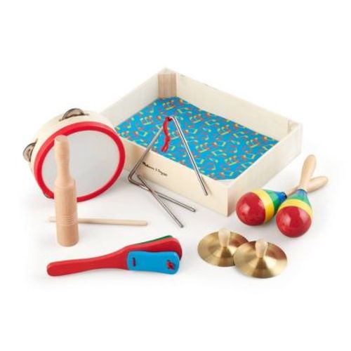 Melissa & Doug Band-in-a-Box Clap! Clang! Tap! Wooden and Metal Musical Instrument Play Set for Kids