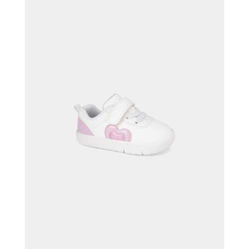 Baby Girl Every Step® First Walker Shimmer Heart Sneakers - White/Pink | Carter's