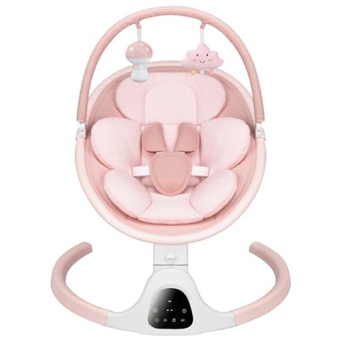 Baby Swing for Infants, Infant Swing with 5 Swing Speed, Built-in Lullabies, 5-Point Harness, Electric Infant Swing with Bluetooth for Indoor & Outdoor Use (Pink)