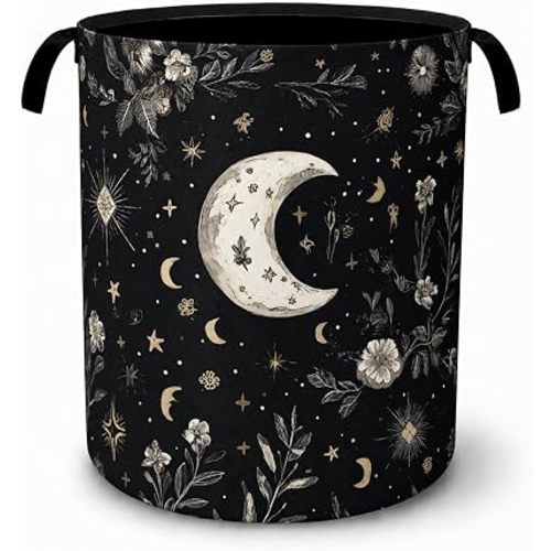 Gothic Moon Laundry Basket Home Decor Laundry Hamper With Handles Collapsible Laundry Baskets Waterproof Dirty Clothes Hamper Storage Basket Toy Bins For Room Bathroom Bedroom Decor 16"x 20"