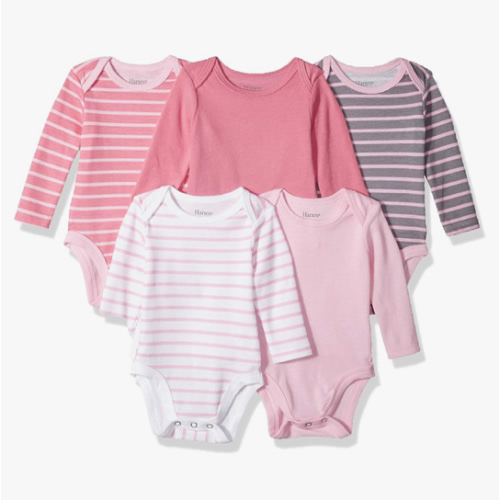 Hanes Baby Long Sleeve Bodysuit, Ultimate Flexy Bodysuits Boys & Girls, 5-Pack