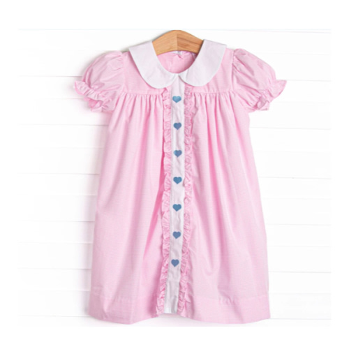 Little Bits of Love Embroidered Dress, Pink – Stitchy Fish