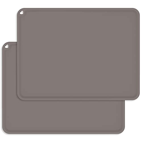 Kids Silicone Placemats, Baby Placemats for Kids Toddler Children Reusable Non-Slip Table Mats Baby Food Mats for Restaurant, 2 Pack, Dark Gray