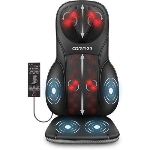 COMFIER Shiatsu Back Massager with Heat, Deep Kneading & Rolling Massage Chair Pad, Chair Massager for Office Home Use Mothers Day Gifts for Womem